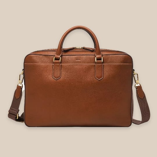 Men's brown leather workbag. 